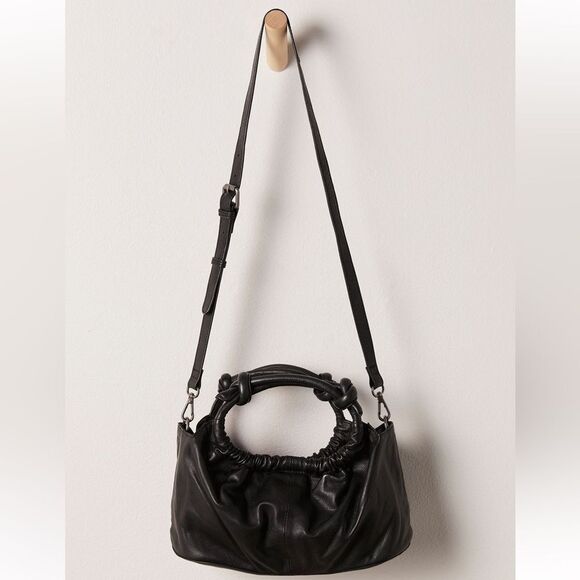 Free People Head Over Heels Leather Crossbody Bag in Black - Picture 1 of 10